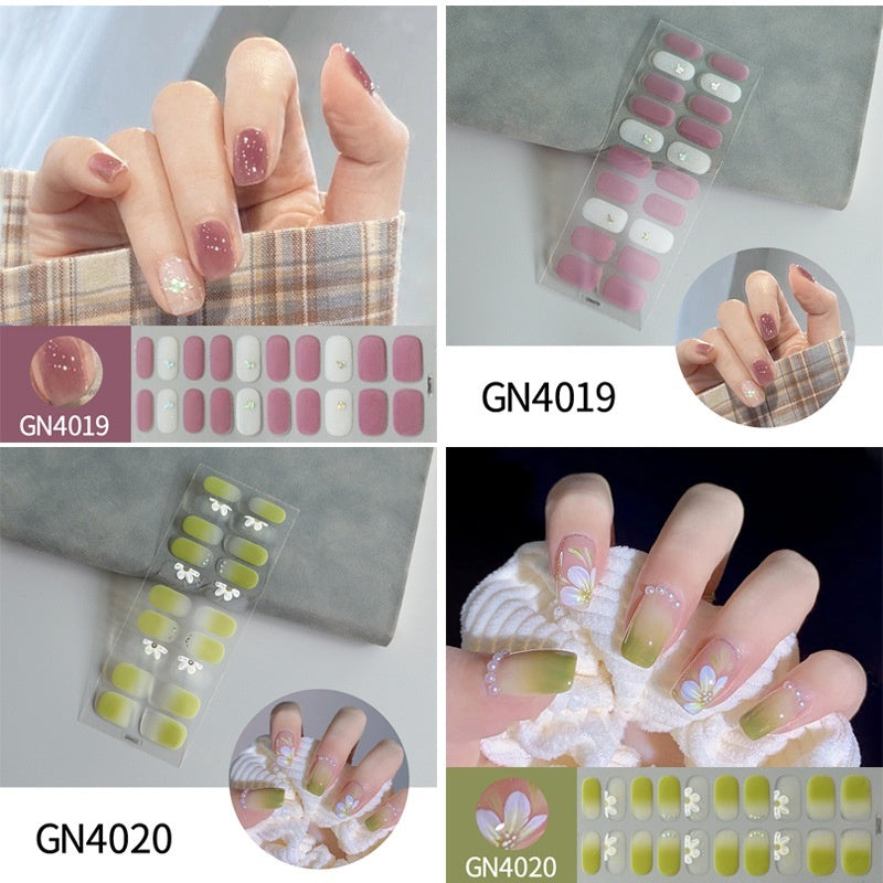 Finger Baking-free Gel Nail Stickers Simple Grid Line Nail Sticker One Piece Dropshipping