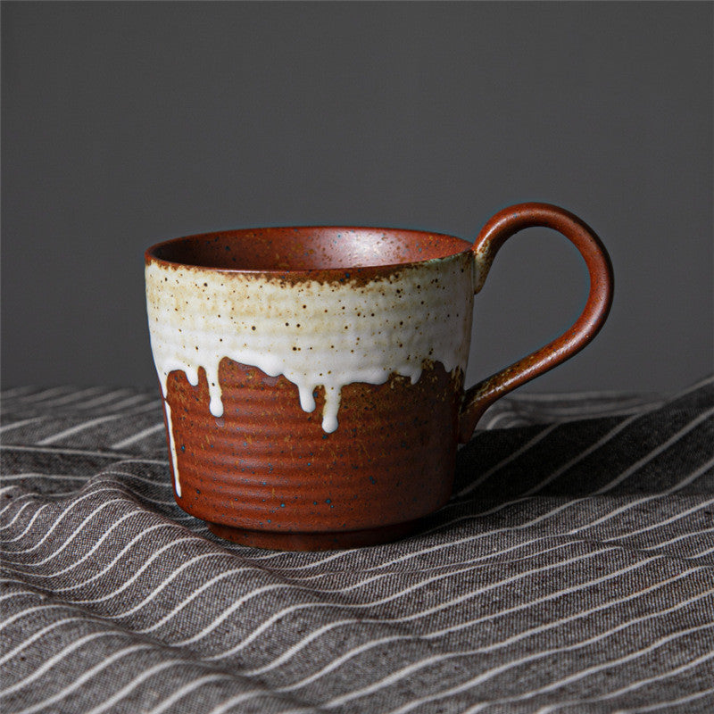 Japanese Retro Ceramic Coffee Cup And Saucer Set Creative Souvenir Cup Afternoon Tea Mug Stoneware Coffee Cup